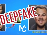 Esempio di deepfake. Dalla foto iniziale di Leonardo DiCaprio alla caricatura  e poi al video finale